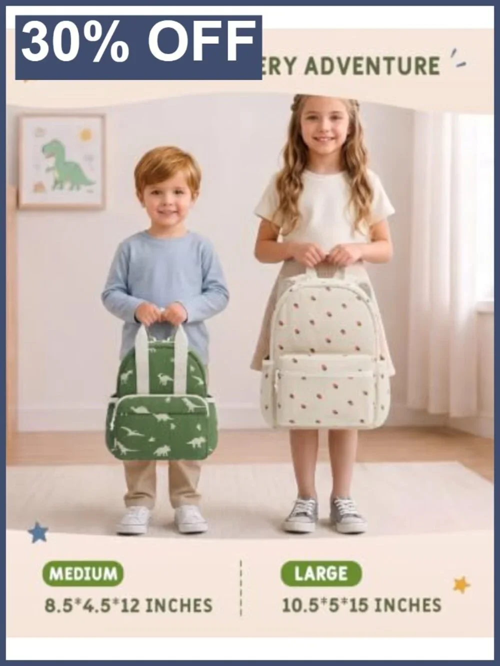 Corduroy Kids Backpack, Water-Resistant, Padded Straps, Toddler School Bag,